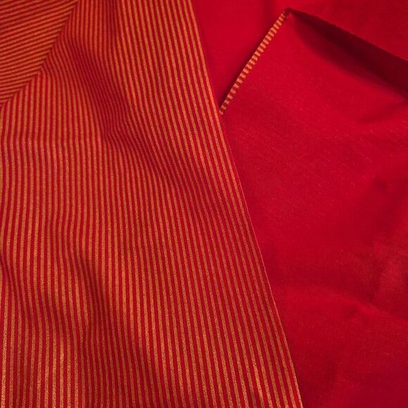 Fabric, Red & Gold Mini Striped Cotton 45" wide  x 1 yd - Picture 2 of 4